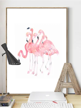 Flamingo Roz Panza Picturi Printesa Arta De Perete Animale Nordice Printuri Imaginile Pentru Camera Pentru Copii Decor Acasă Nici Un Cadru