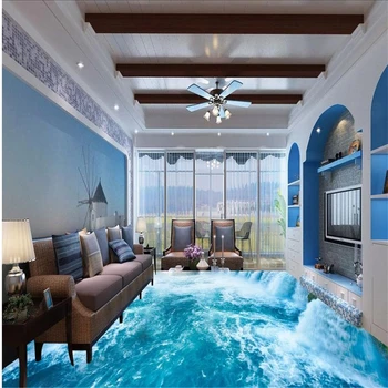 Decorațiuni 3D cascada podea camera de zi etaj murală rezistent la apa podea pictură murală auto-adeziv 3D podea