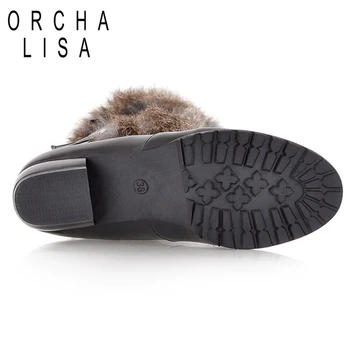 ORCHA LISA Sexy Plus Dimensiune 34-43 Blana de Iepure Lung Apartamente Pantofi Cataramă Iarna Cald de Înaltă Calitate Cald Zăpadă cizme de Blană de Moda RH405