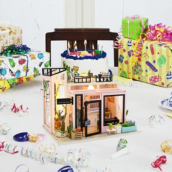 Noi DIY casă de Păpuși din Lemn in Miniatura Mobilier Casa Papusa Kit Casa Muzica Condus Jucarii pentru Copii de Ziua de nastere Cadouri de Craciun