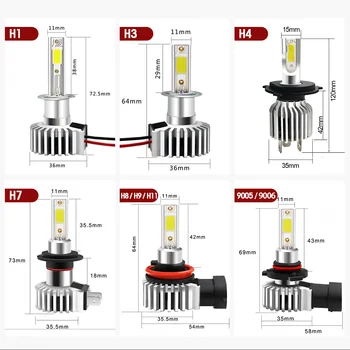 H7 LED-uri Auto Faruri Becuri H4 cu led H11, H1 H3 880 hb3 9005 9006 hb4 H8 H9 9012 HIR2 COB Led h7 Ceață de Lumină 12V 3000K 6000K 8000K 72W