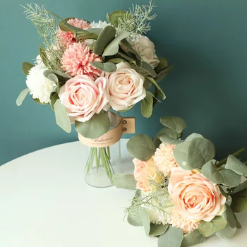 JAROWN Artificiale Buchet de Trandafiri Simulare Plante, Flori False domnisoarele de Onoare Nunta cu Flori Decoratiuni Acasă