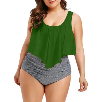 CHAMSGEND Fierbinte de Mari Dimensiuni Femei Sexy Solid de Culoare de Imprimare Zburli Bikini Vara Moda Beachwear Două Piese de costume de Baie