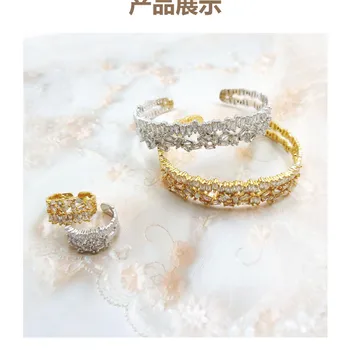 Ms CIBO classic brass inlay zircon brățară inel strălucitor costum elegant deschideri accesorii pot fi ajustate