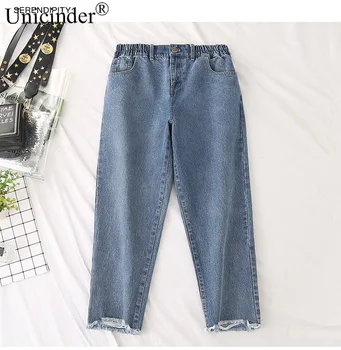 Unicinder 2021 Jeans Plus Size Femei Vrac Pantaloni Harem Ridiche Pantaloni Glezna-Lungime Pantaloni de Lumină nasturi Blugi pentru Femei