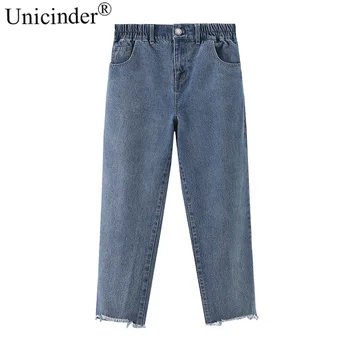 Unicinder 2021 Jeans Plus Size Femei Vrac Pantaloni Harem Ridiche Pantaloni Glezna-Lungime Pantaloni de Lumină nasturi Blugi pentru Femei