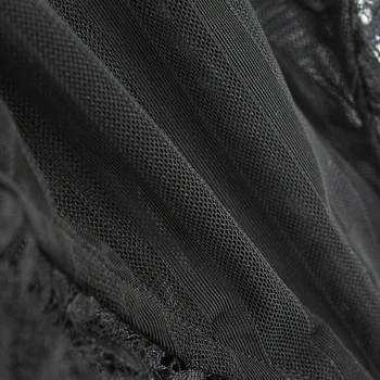 CINOON Noi V Curea de Gât Lace Bodysuit Femei Transparent Dungă Salopeta Sexy Romper Costume Gol Afară Costum Negru Mesh