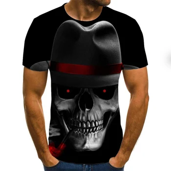 2020 nou de groază pentru bărbați T-shirt de vară de moda topuri craniu 3D demon tema T-shirt barbati O-tricou tricou plus dimensiune streetwear