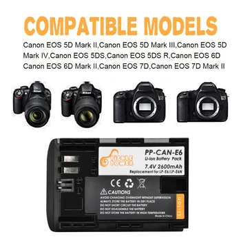 2 Buc LP-E6 LP E6 LPE6 E6N aparat de Fotografiat Baterie & LED Dual USB Incarcator pentru Canon EOS 6D 7D 5d-urile 5DSR 5D Mark II IV 5D 60D 60Da 70D.