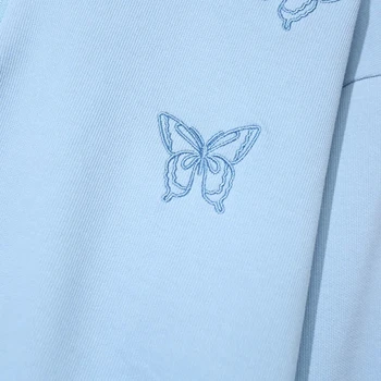 2020 toamna stil nou temperament vrac sens de design scurt cordon fluture brodat pulover maneca lunga bluza