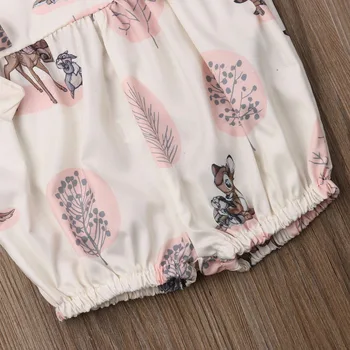 Pudcoco 2020 Fetita Vară de Îmbrăcăminte de Moda Drăguț Nou-născut copii Cerb Floare de Bumbac Moale Romper Salopeta pentru 0-24Months