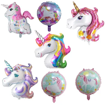 Unicorn Baloane De Partid Ziua De Nastere Decoratiuni Petrecere Copii Ballon Anniversaire Urodziny Aniversario Fericit Licorne Anniversaire 2020