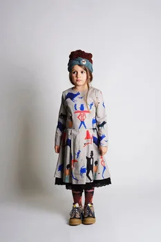2020 Nou Toamna Iarna W&R Brand Copii Rochii pentru Fete Drăguț de Imprimare Rochie cu Maneci Lungi Copil din Bumbac Haine de Moda Uza