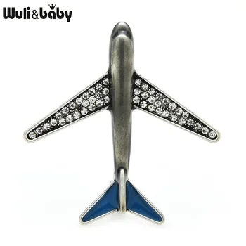 Wuli&copilul de Epocă Email de Avion Broșe Cristal Clasic de Avion Brosa Ace Aliaj de Staniu Metal Insigna de Anul Nou de Bijuterii Cadou