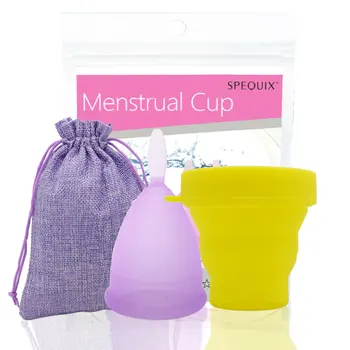 Din Silicon Medical De Calitate Cupe Menstruale Reutilizabile Femei De Sanatate Doamna Ceașcă De Igienă Feminină Perioada Cana Cu Galben Steriliza Cupa