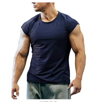 Compresie nouă bărbați fără mâneci T-shirt, sală de fitness instruire instruire costum confortabil uscare rapida respirabil fitness T-shirt