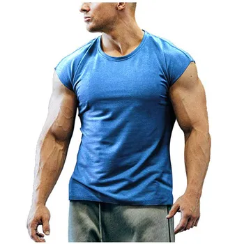 Compresie nouă bărbați fără mâneci T-shirt, sală de fitness instruire instruire costum confortabil uscare rapida respirabil fitness T-shirt