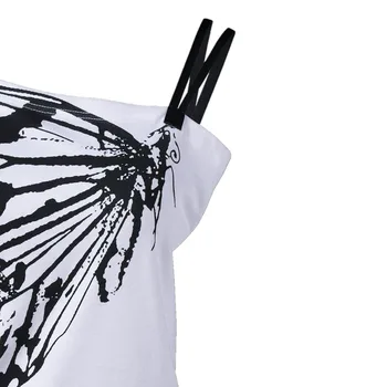 2019 Vara noi sexy si damele de tricouri fashion maneci scurte oblice fluture de imprimare bumbac Plus dimensiune femei Topuri teuri S-5XL 4-Color