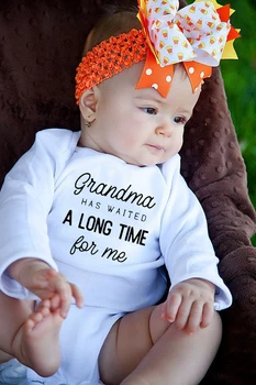 NewbornPlaysuits Maneca Lunga Copii Drăguț Costume Copii Băieți Fete Body Bunica Așteptat Mult Timp pentru Mine 0-24 M