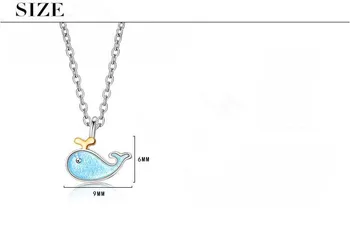 Argint 925 moda Balena animal doamnelor'pendant coliere bijuterii femei lanț scurt nu se estompeze picătură de transport maritim fete