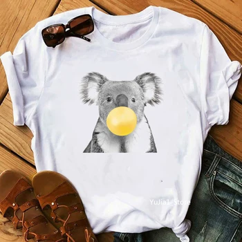 T-shirt pentru femei harajuku kawaii Guma de mestecat Girafa Koala Iepure animal print amuzant tricouri femei top de vara femei t-shirt