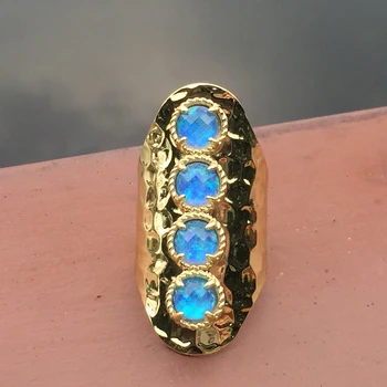 BOROSA Placat cu Aur Japonez Opal Inel Spumante Echidistante Patru provocate de Om Alb Opal Bijuterii Inele ZG0240