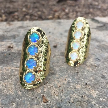 BOROSA Placat cu Aur Japonez Opal Inel Spumante Echidistante Patru provocate de Om Alb Opal Bijuterii Inele ZG0240