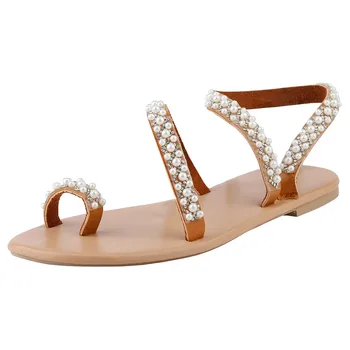 Noua Moda Femei Sandale Plate Sandale de Vara Cristal Pearl fără toc Casual Sexy Pantofi de Vară pentru Femei Sandale Женская обувь