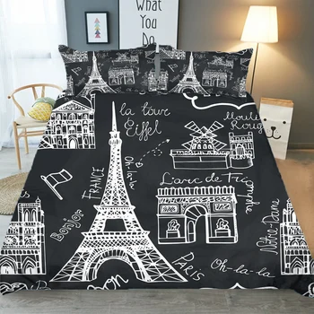 Pat Fular Negru Carpetă Acopere Turnul Eiffel Imprimate Textile Acasă Moale Dormitor Haine cu față de Pernă