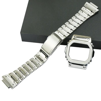 Din oțel inoxidabil curea ceas cazul bărbaților modificat accesorii ceas pentru Casio G-SHOCK DW5600 5000 5610 caz ceas curea trupa