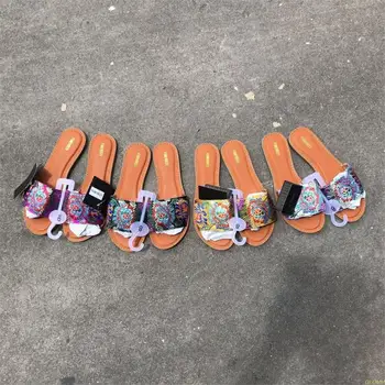2019 Noi Femeile apartamente de Vară papuci din Piele Pantofi pentru Femeie Sandale pantofi Doamnelor Papuci marimea 36-41