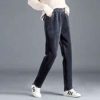 Noul cald pantaloni pentru femei de Iarna Gros adăugați Cașmir, Pantaloni Femei Pantaloni Casual Elastic talie pantaloni de trening Pantaloni joggers Dimensiuni mari