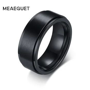 8mm Negru Spinner Ring pentru Bărbați Marci de Nunta Inele de Logodna din Oțel Inoxidabil Anel Bague Aneis Anillos de sex Masculin cadouri NE-a dimensiune 8 13
