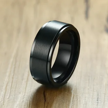 8mm Negru Spinner Ring pentru Bărbați Marci de Nunta Inele de Logodna din Oțel Inoxidabil Anel Bague Aneis Anillos de sex Masculin cadouri NE-a dimensiune 8 13