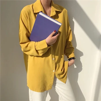 Primavara-Vara Casual cu Maneci Lungi Bluza Singur Pieptul în jos Rândul său Guler Simplu Tricou Femei 2020