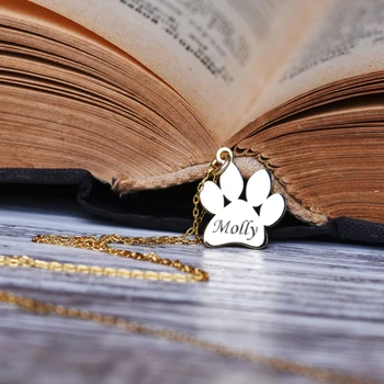 Labă De Urs Colier Personalizat Cu Numele Colier Din Otel Inoxidabil Gravat Plăcuța De Pisică Câine Amprenta Colier Moda Bijuterii