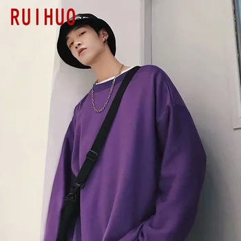 RUIHUO Solidă Tricou Bărbați Îmbrăcăminte Japonez Streetwear Mens Haine Hip Hop Pulover Barbati Bluze Topuri M-2XL 2021
