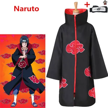 2020 Anime NARUTO Akatsuki Uchiha Itachi Costume Cosplay Unisex Copii Adulți Ninja Mantie Salopete Mantie+Bentita Halat de Costum