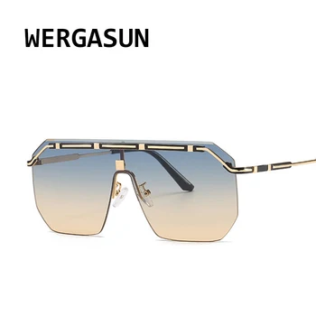 WERGASUN Supradimensionat ochelari de Soare Maro Femei Vintage Retro ochelari de Soare Brand de Lux Ochelari fără ramă oculos de sol UV400