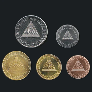 Nicaragua Full Set 5 Buc Emiterea De Monede Moneda Originală Reale Unc