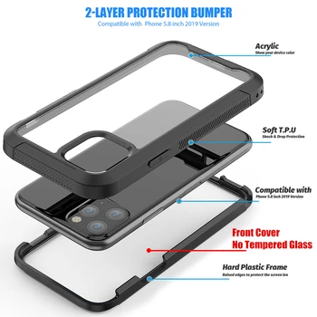 Transparent Anti-Zero Caz de Protecție Pentru iPhone 11 Pro Max 6 6s 7 8 Plus X XS Max XR Greu PC+ TPU Bara de protecție Dublu Strat de Acoperire