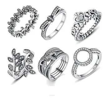 Ziua îndrăgostiților Vânzare Fierbinte Argint 925 Inele Clar CZ Cerc Rotund Norocos Inele de Cristal Inel Femei Partid Bijuterii