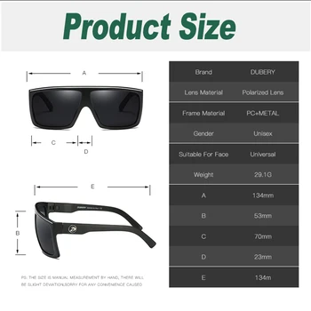 DUBERY Supradimensionate Polarizat ochelari de Soare pentru Barbati Oglindă UV400 Conducere Nuante de sex Masculin Mens Retro Ochelari de Soare Brand Design Pătrat Oculos