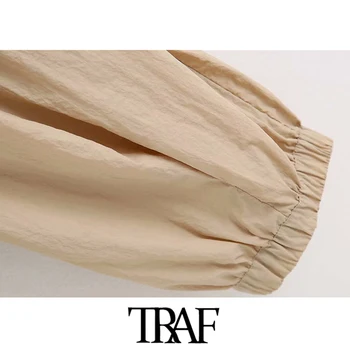 TRAF Femei de Moda Chic de Talie Mare Confortabil Pantaloni Vintage cu Fermoar Tiv Elastic Glezna Feminin Pantaloni Pantaloni Mujer