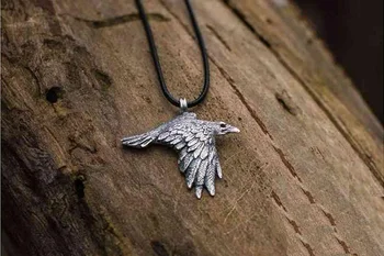 Antic Viking păsări cioara colier raven pandantiv corbie bijuterii