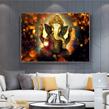Clasic Zei Hinduse Domnul Ganesha Panza Tiparituri Postere si Printuri de Arta de Perete Imagini pentru Decor Cameră de zi (Fara Rama)
