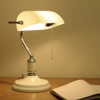 Rustic lampa de masa vintage lampara condus escritorio industriale de studiu art deco aur vitralii verzi europene clasice abajururi