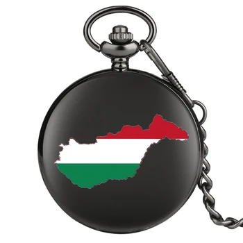 Steagul ungariei Hartă Forma HU HUN Ungaria Steaguri Model Cuarț Ceas de Buzunar Bijuterii Pandantiv Lanț de Suveniruri Cadouri pentru Barbati Femei