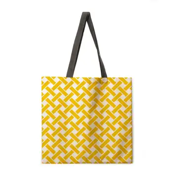 Nordic galben geometrice imprimare geanta casual geanta lady umăr geanta fashion geanta de plajă geantă de cumpărături pliabilă