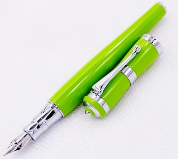 Fuliwen 2051 Verde Metal Fantana Pix si Roller Pen cu Real din Piele Caz Creion Sac de Spălat piele de Vacă Caz Pen Holder Set de Scris